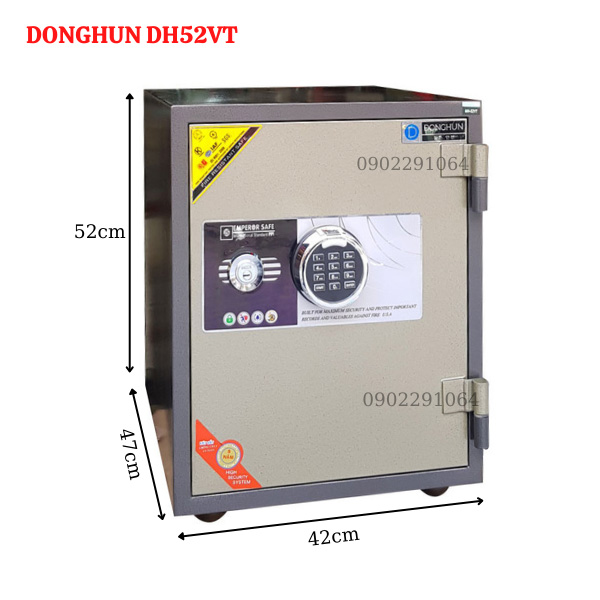 Két Sắt Hàn Quốc Donghun DH52VT - Khóa Vân Tay Chống Cháy 5 Năm Bảo Hành