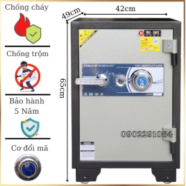 Két Sắt Trusafe KTS100 Hàn Quốc: Thép Đúc, Chống Cháy, Bảo Hành 5 Năm