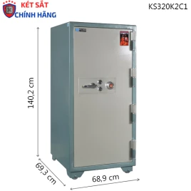 Két sắt Hòa Phát KS320K2C1: Thép 2 lớp, Chống cháy, Khóa cơ đổi mã