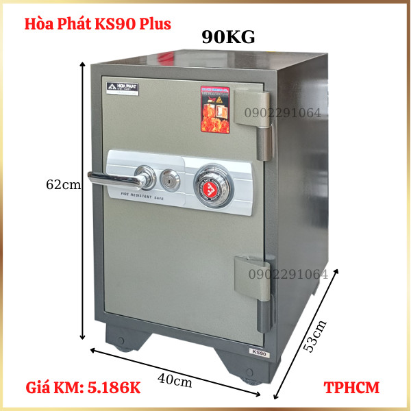 Két Sắt Hòa Phát KS90 PLUS Khóa Cơ - Chống Cháy, Chống Trộm, Bảo Hành 3 Năm