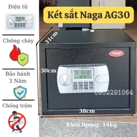 Két Sắt Mini Cao Cấp NAGA AG30 Đen - Thép Cứng, Khóa Điện Tử