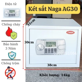 Két Sắt Mini Khách Sạn NAGA AG30 Trắng: Thép Cao Cấp, Khóa Điện Tử!