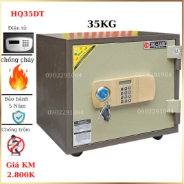 Két Sắt Mini Chống Cháy Trusafe HQ35DT: Thép Đúc, Khóa Điện Tử, Bảo Hành 5 Năm