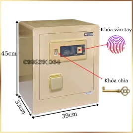 Két Sắt Mini Màu Vàng Aifeibao HK-MD-45BL: Thép Cao Cấp, Khóa Vân Tay