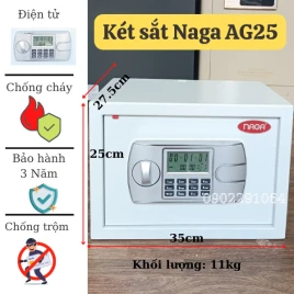 Két Sắt Mini Khách Sạn Cao Cấp NAGA AG25 Trắng - Chính Hãng, Bền Bỉ, An Toàn