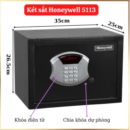 Két Sắt Mini Honeywell Mỹ 5113 - Thép Chống Trộm, Khóa Điện Tử, Bảo Hành 7 Năm