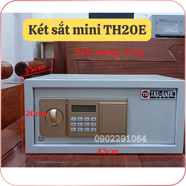 Két Sắt Mini Khách Sạn Trusafe TH20E Trắng - Thép Cao Cấp, Khóa Điện Tử