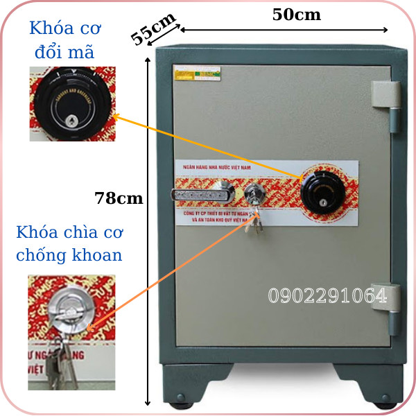 Két Sắt Ngân Hàng BEMC K90 SB2 Khóa Cơ Đổi Mã Chống Cháy Bảo Mật Cao