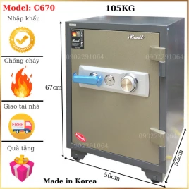 Két Sắt Chống Cháy Booil BS-C670: Thép 2 Lớp, Bảo Hành 36 Tháng