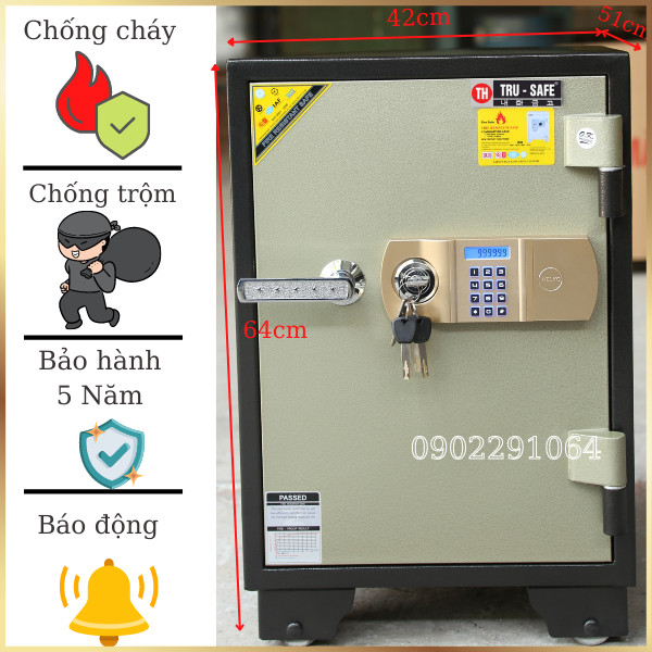 Két Sắt Trusafe TH125DT Điện Tử Chống Cháy Hợp Kim Bền Cho Gia Đình & Văn Phòng