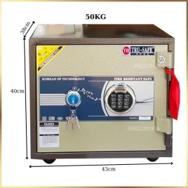Két Sắt Mini HQ63VTDT Trusafe: Thép Đúc Chống Cháy, Khóa Vân Tay Điện Tử