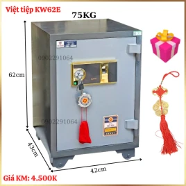 Két Sắt Việt Tiệp KW62VT: Chống Cháy, Khóa Vân Tay, Thép 2 Lớp Chính Hãng